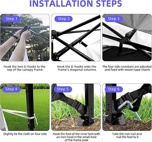 Miniatura 4 de Joramoy Cubo de campamento para toldo desplegable de 10 x 10, convierte el toldo de pierna recta en tienda interior de campamento, tienda de campaña