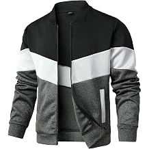 Mens Lightweight Varsity Jacket Color Block Stand Collar Coat