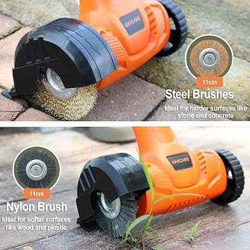 GARCARE 20V Cordless Patio Cleaner Lightweight Driveway & Pavement Brusher | Interchangeable Brushes, Adjustable Handle for Tile Gaps Sweeper, 4.0Ah Battery and Charger Included