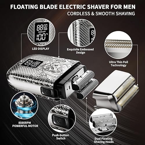 Miniatura 4 de Kit y juegos de cortapelos y recortadores de barba y afeitadoras eléctricas para hombre, kit de corte de metal con batería de larga duración para