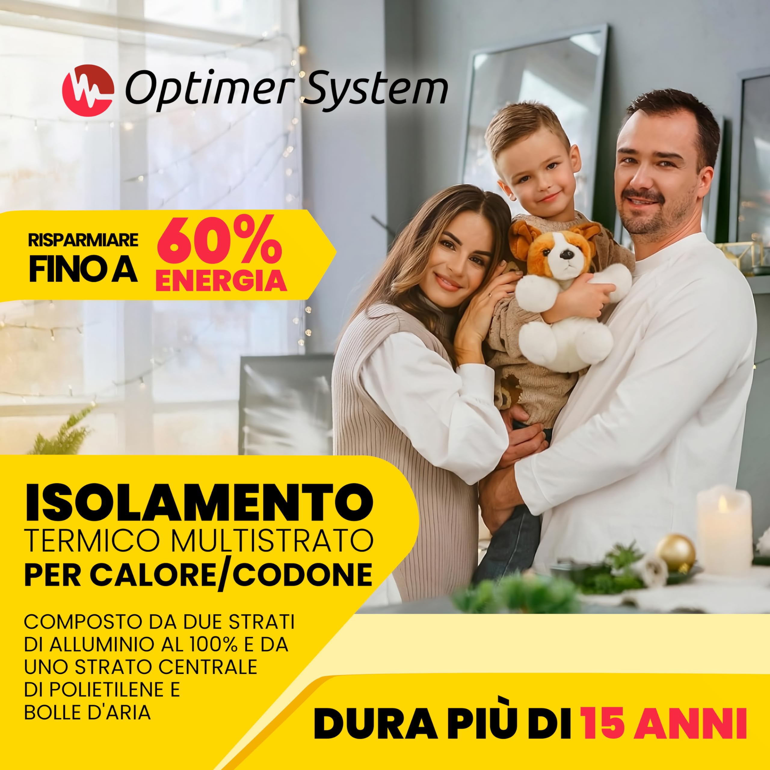 Optimer System - Isolamento Termico Riduce il Freddo e il Calore - Pannelli Riflettenti per Termosifoni Riduce la Perdita di Calore - 10x1.20m - 12m²