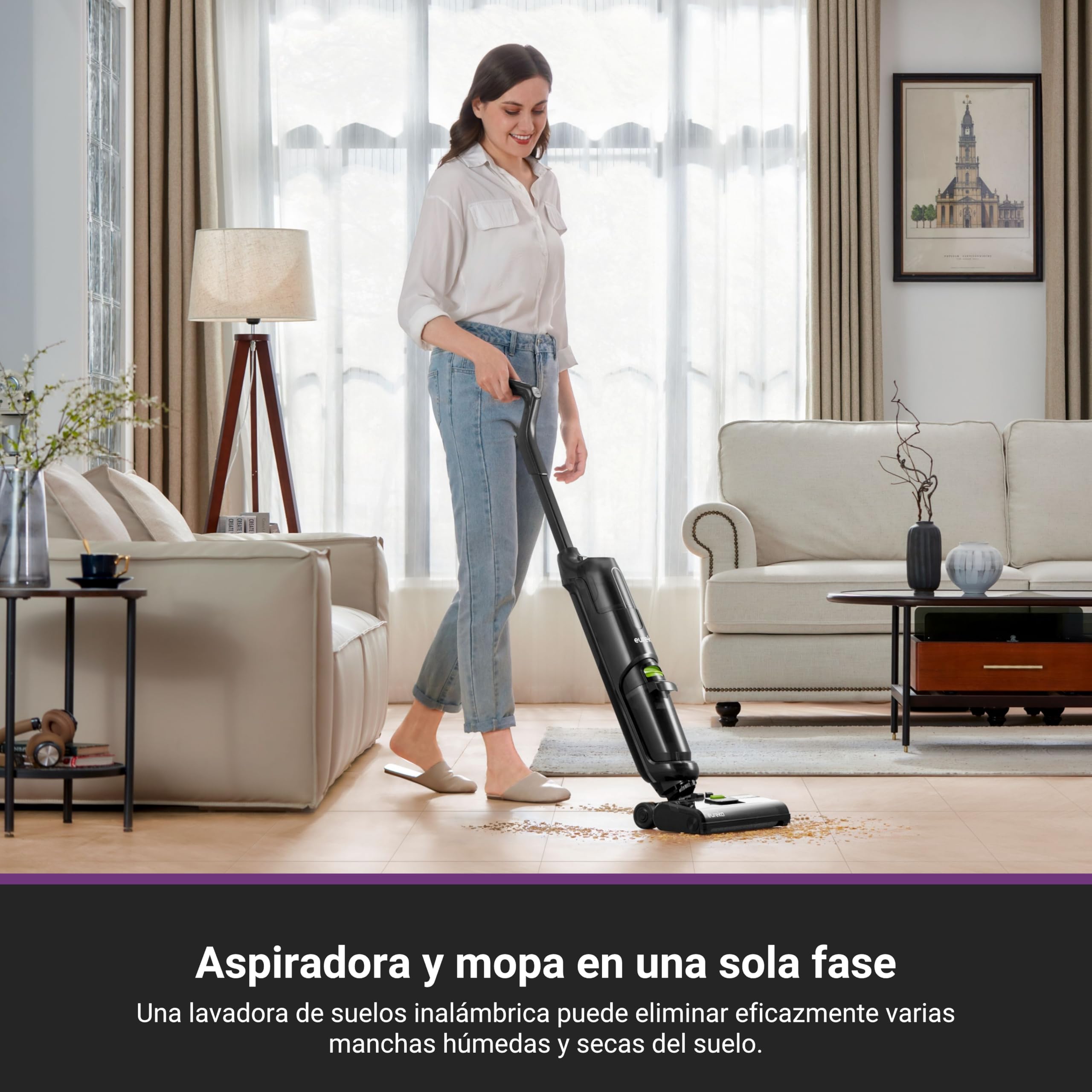 Eureka NEW400 Gen2 Aspirador Vertical en Seco y Húmedo, Aspiradora y Fregona Electrica Sin Cable Potente, Aspiradoras para Pelos Mascotas, Aspirador Escoba Autolimpieza, Limpieza de Bordes, Ligera