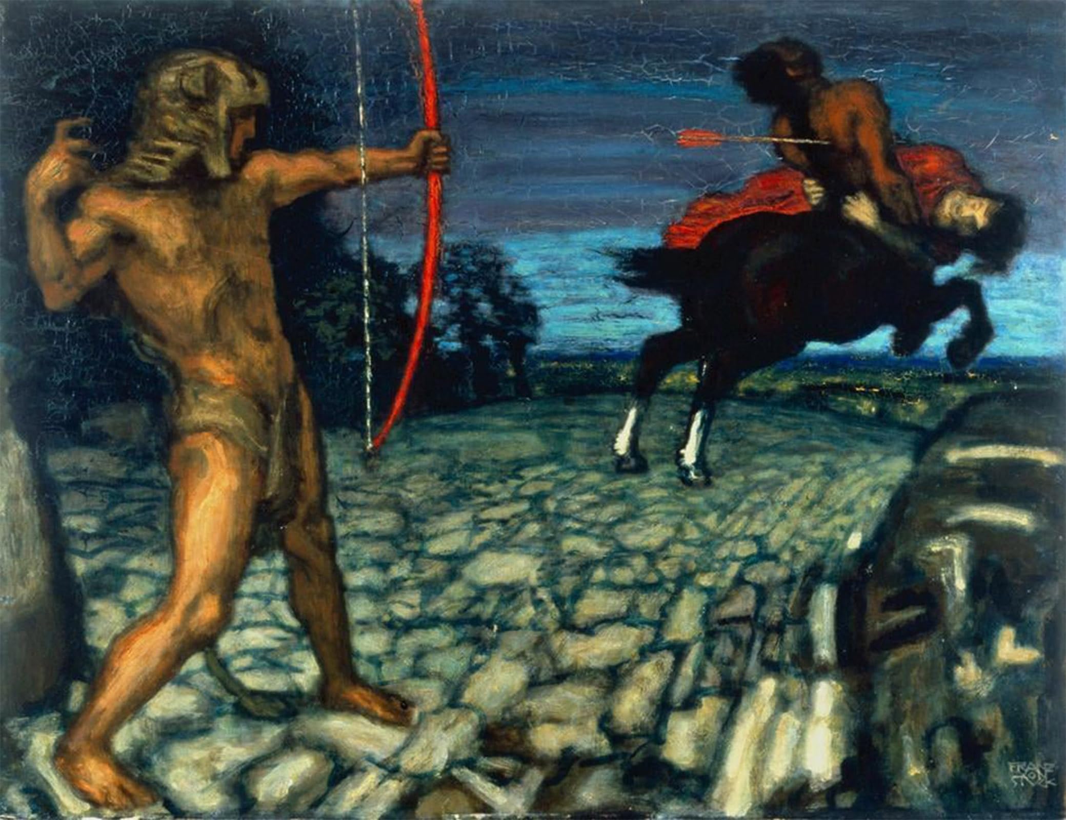 ARTXLXXBN Famous Painting Canvas Artwork Graffiti Print Hercules and Nessos by Franz von Stuck Portrait Canvas Image for Home Decor 60x90cm