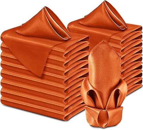 Miniatura 10 de Aormenzy Paquete de 60 servilletas de satén color burdeos de 17 x 17 pulgadas, servilletas de tela para fiestas, servilletas cuadradas de satén,
