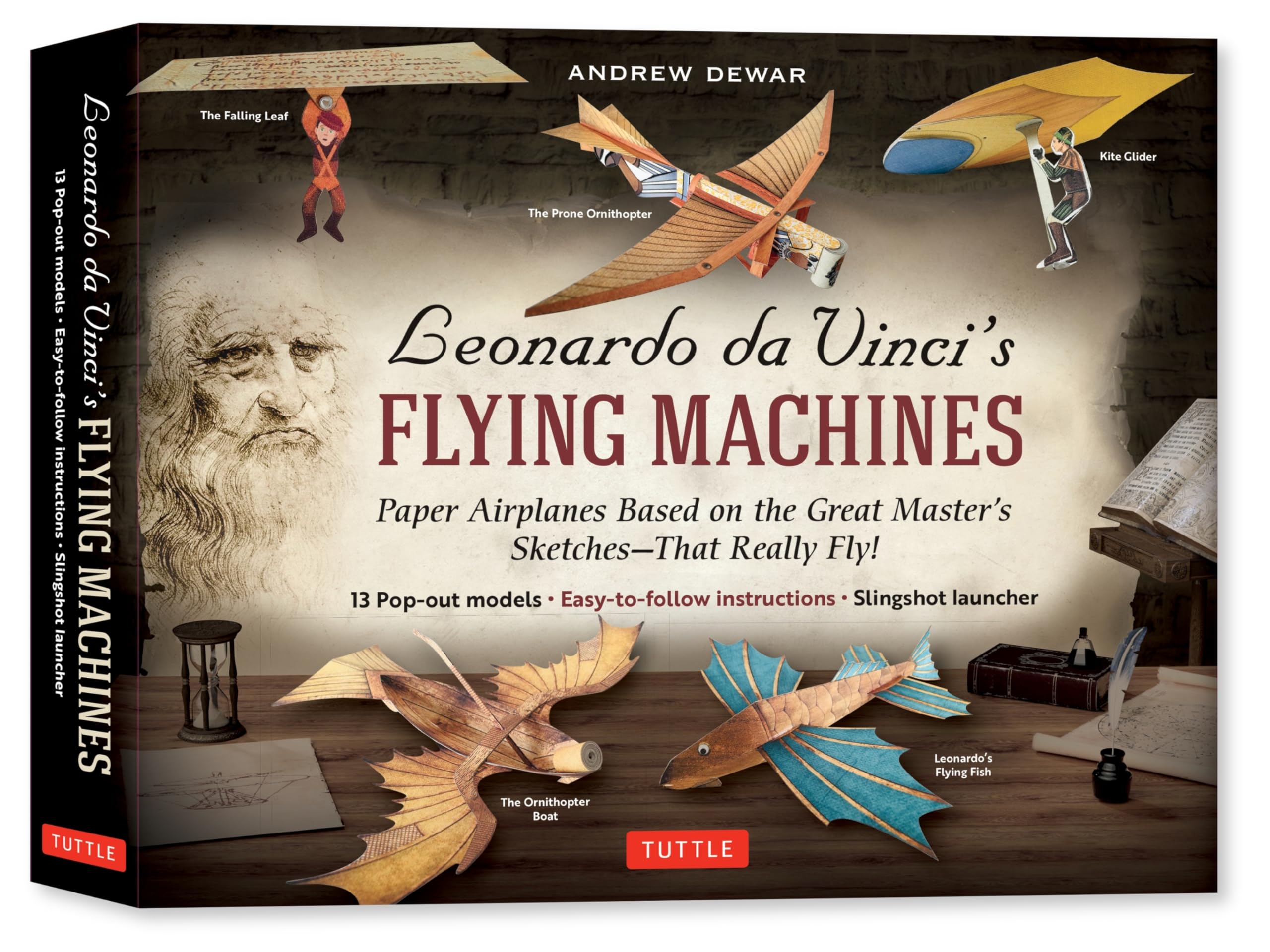 Leonardo da Vinci's Flying Machines Kit : Paper Airplanes Based on the Great Master's Sketches - That Really Fly! (13 Pop-out models; Easy-to-follow instructions; Slingshot launcher)
