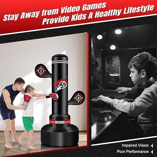 Miniatura 3 de Upgraded Heavy Freestanding Punching Bag for Adults Teens, 70 Standing Punching Bag Kicking Bag Heavy Bag, Women Men Kickboxing Bags for Training