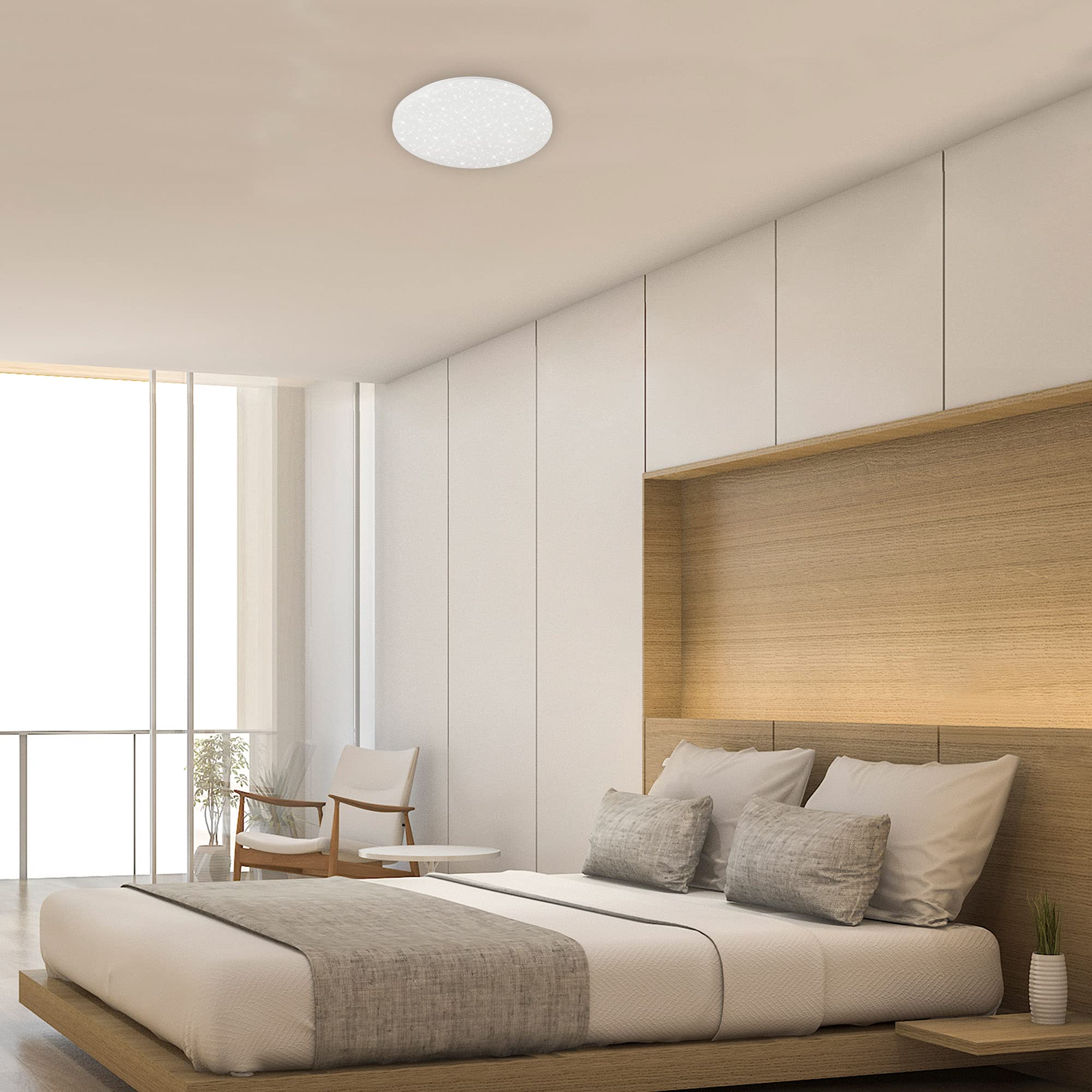 BRILONER Leuchten - LED Badleuchte, Badlampe inkl. Sternendekor, Deckenleuchte 18 Watt, IP44, 2200 Lumen, 4000 Kelvin, Weiß, 385x75mm (DxH), 2360-016