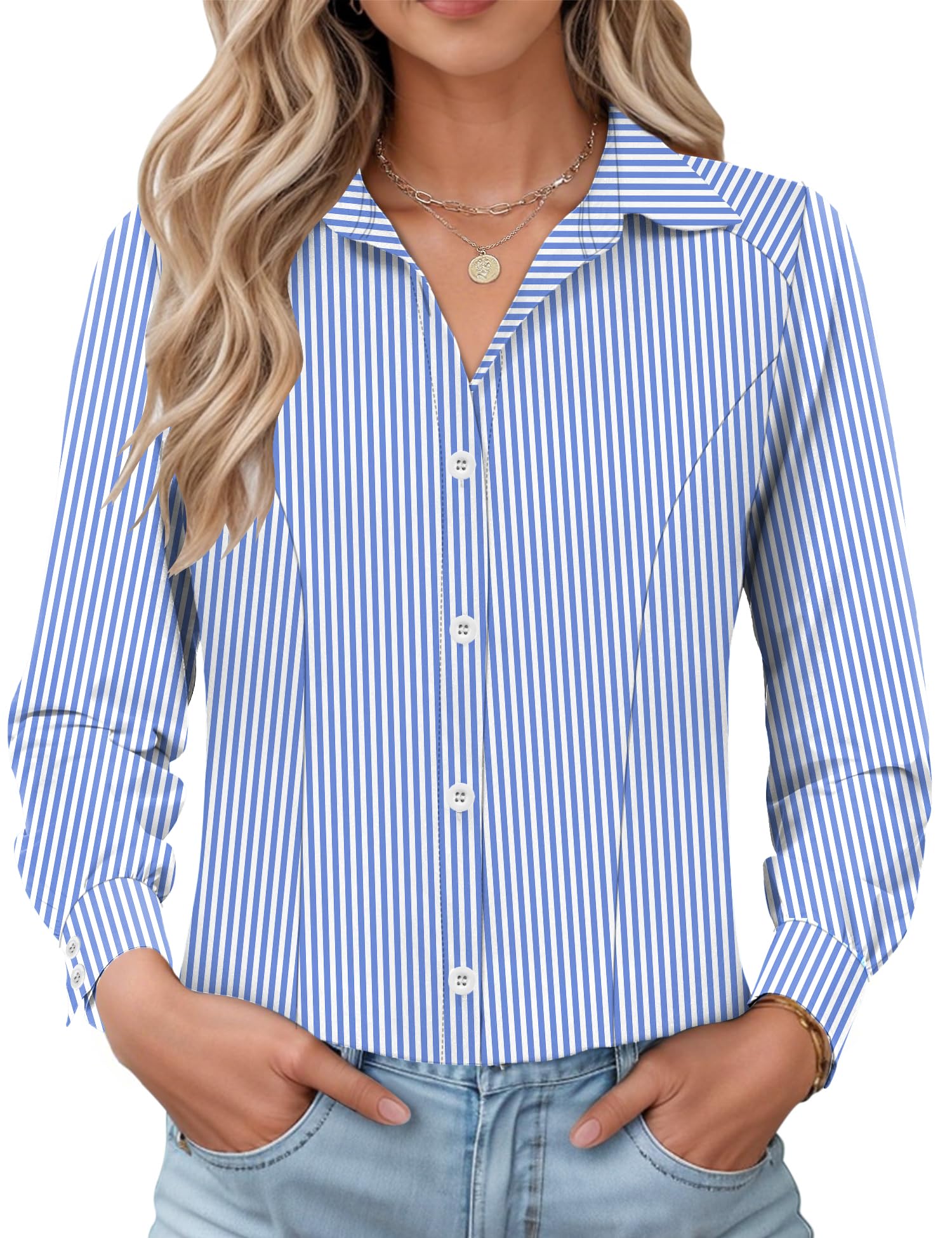 IECCP Bluse Damen Langarm Slim Fit Hemd Casual Business Button-Down Shirts Formelle Knitterfrei Hemden Work Elegant Tops 2026