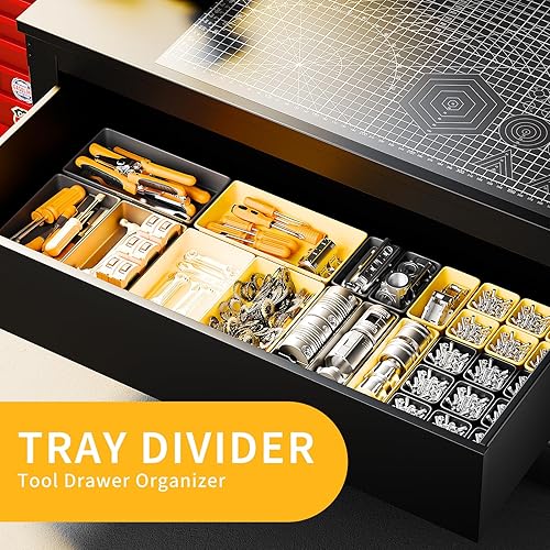 Miniatura 4 de Organizador de bandeja para cajones de herramientas de 5 tamaños, 69 unidades, color negro y amarillo