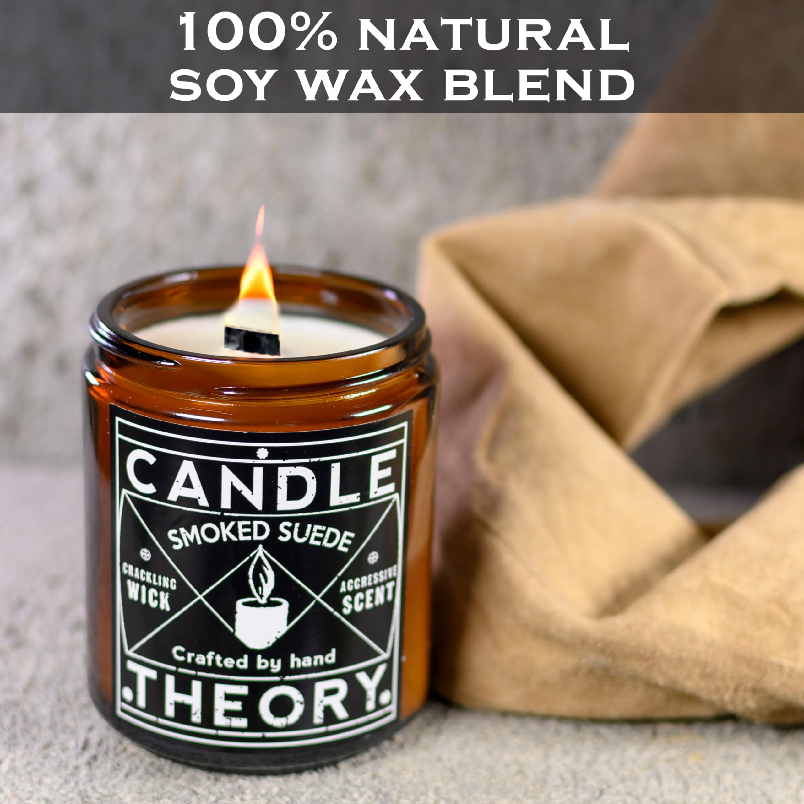 tobacco and suede candle Theory Warm Scented Candle for Men 7.6 Ounce, Crackling Woodwick Manly Gift Home Bedroom Tobacco and one of our most popular Earthy scents Suede & Tobacco Wax Melt