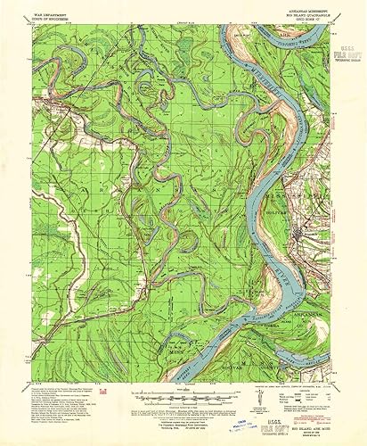 YellowMaps Mapa de topo de Big Island AR, escala 162500, 15 x 15 minutos, histórico, 1939, actualizado 1954, 21.8 x 17.9 in