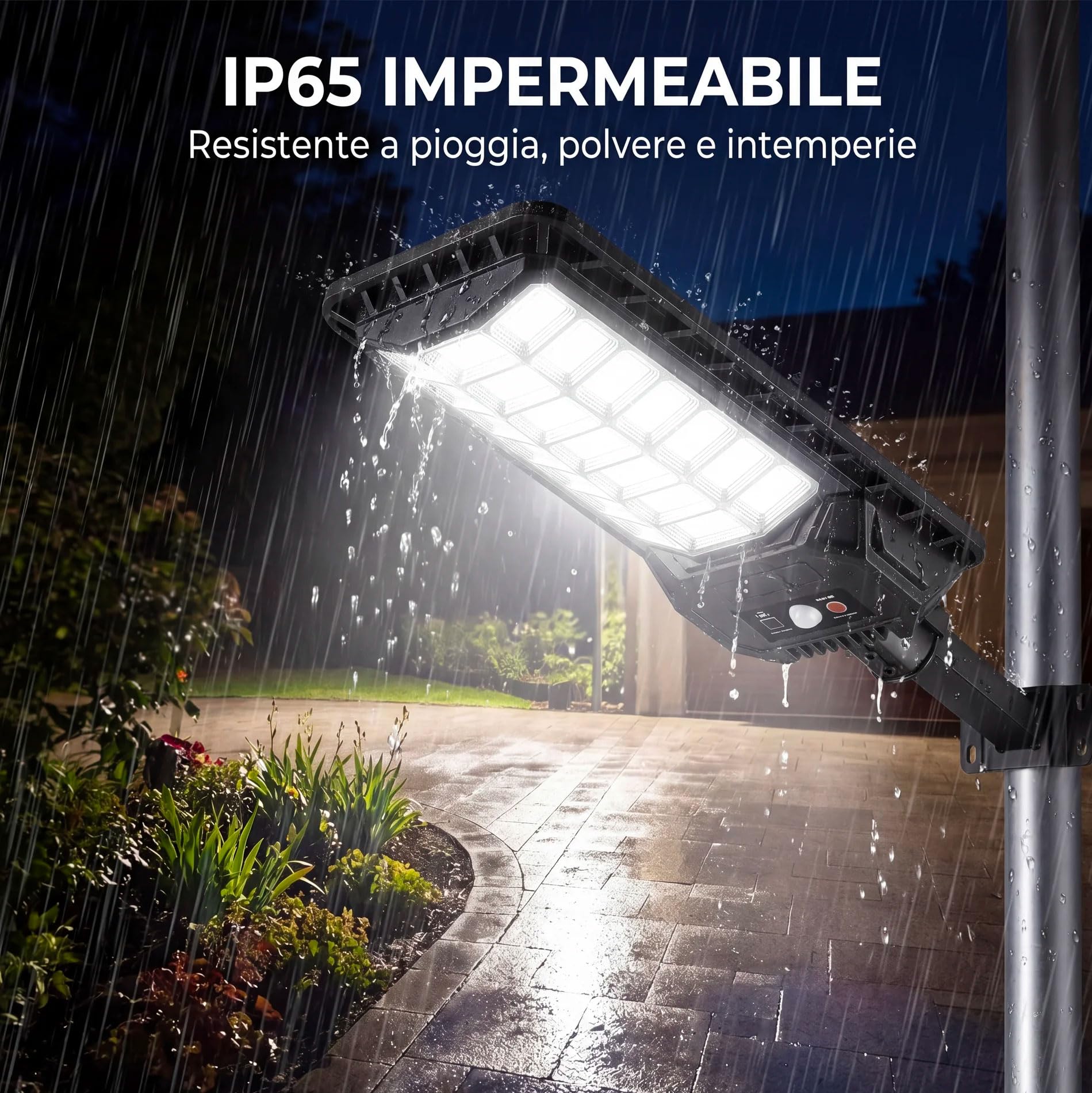 081 Store - 2 PEZZI Lampione Solare 2000W 336 LED da Esterno con Sensore Movimento e Crepuscolare, IP65 Impermeabile, Pannello Monocristallino, Batteria Litio 12h, Luce Solare per Giardino