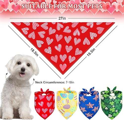 Miniatura 2 de Whaline 4 pañuelos para mascotas de San Valentín triangulares para el día de San Patricio bufanda para perro de Pascua bufanda para el día de la