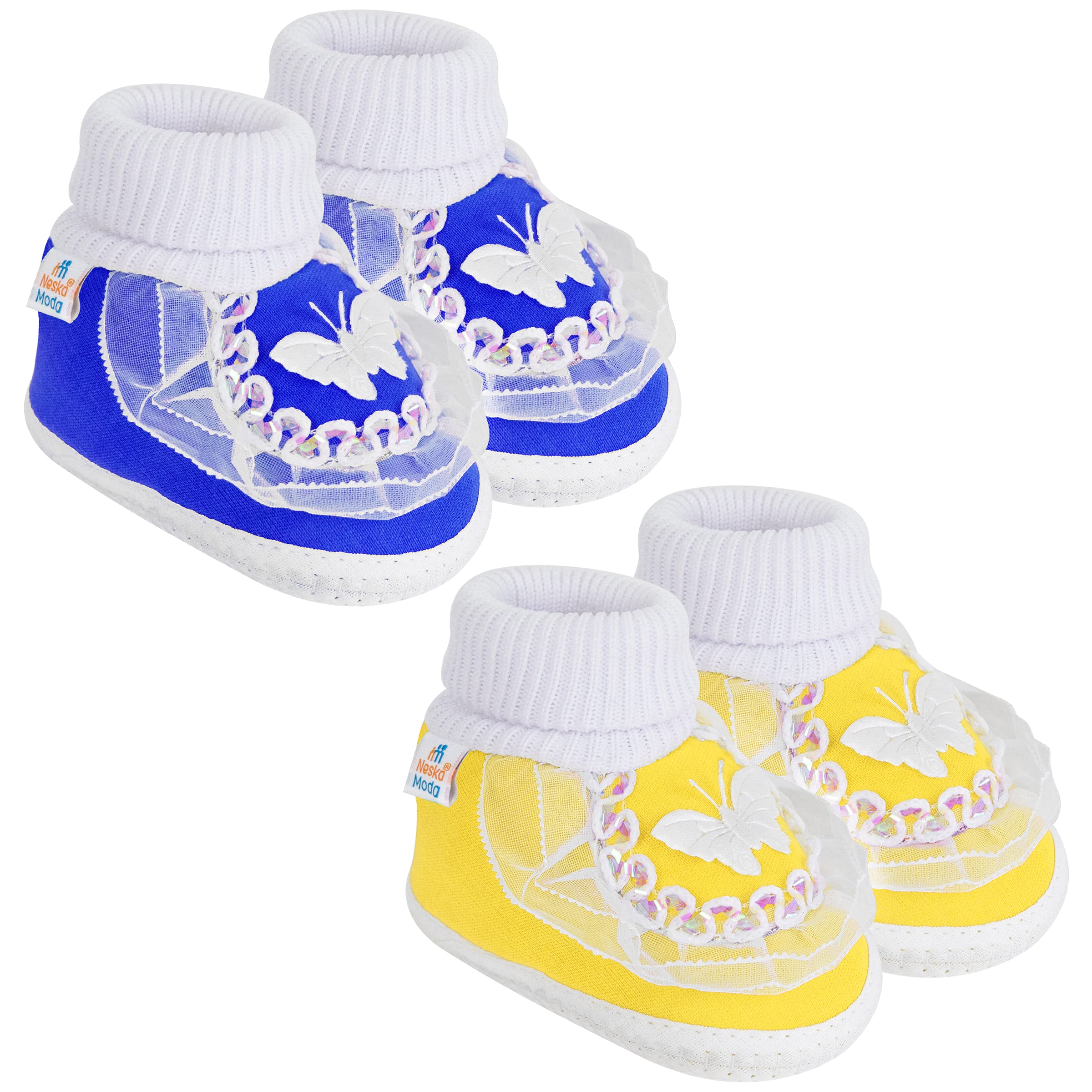 neska moda Pack of 2 Unisex Baby Booties (Blue,Yellow)-picture-21