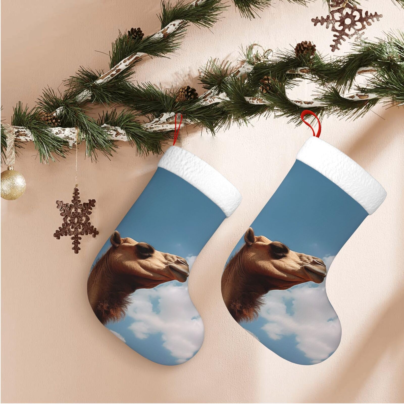 Animal Christmas Stockings Velvet Xmas Fireplace Hanging Stocking with Plush Cuff Rustic Christmas Santa Stockings for Home Christmas Decorations Party Favor Supplies
