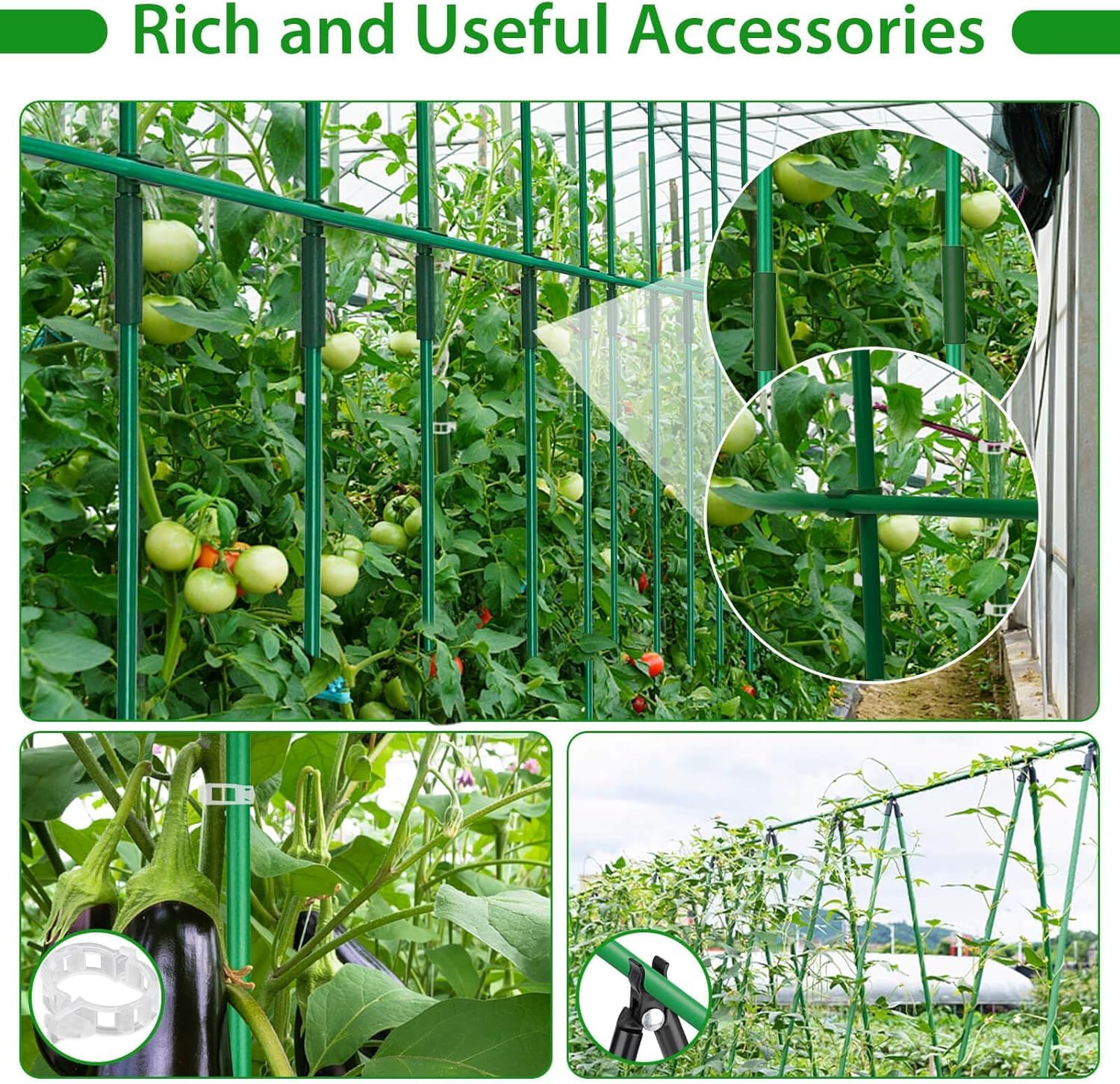 Paquete de 130 estacas de jardín, estacas de tomate de fibra de vidrio, estacas resistentes para plantas de interior y exterior, soportes de varillas para tomate, verduras y suministros de