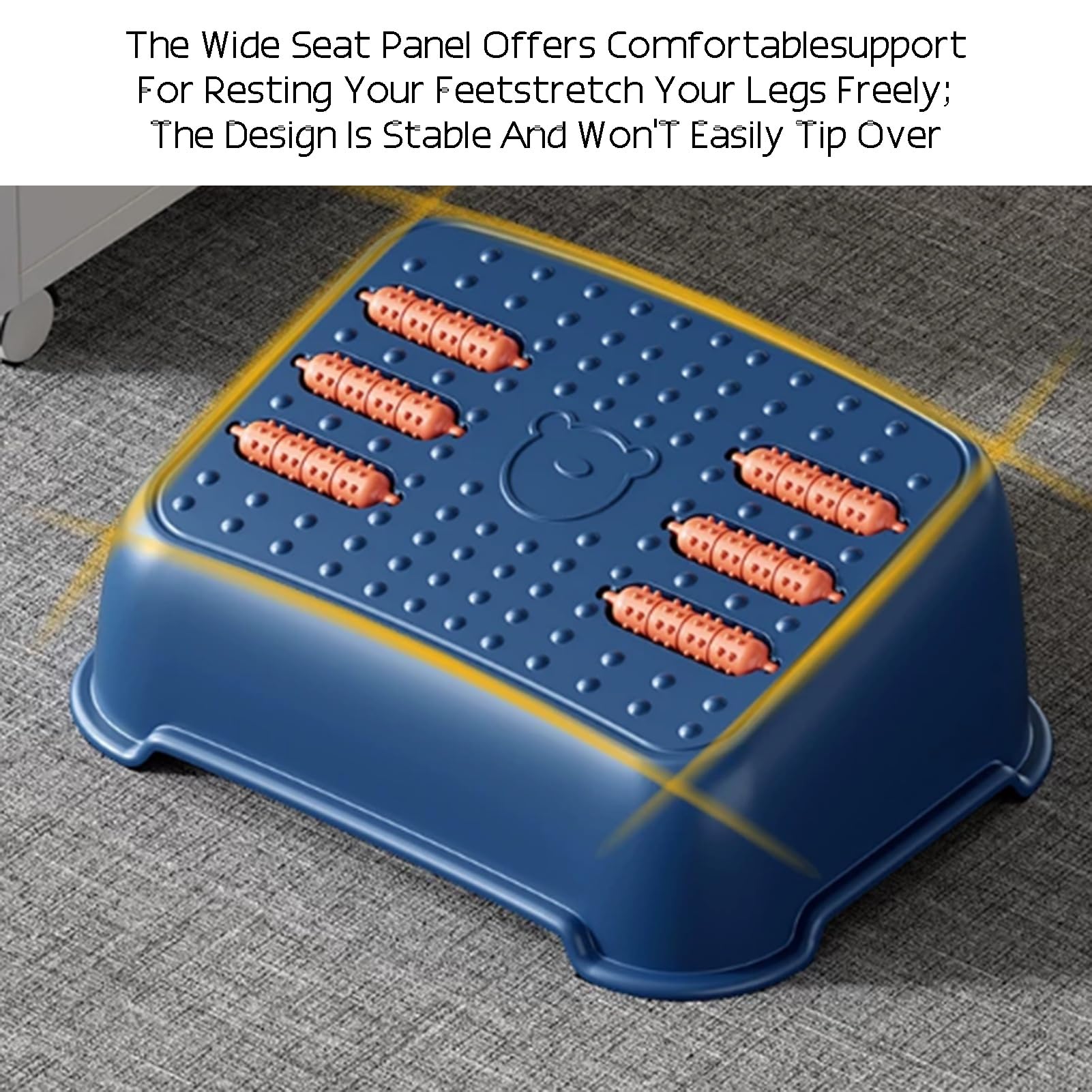 Ergonomischer Fußhocker Mit Massagerollen, Fußstütze For Unter Dem Schreibtisch Bei Der Arbeit, Bürotisch-Unterbeinstufe, Maximale Belastung 120 Kg For Bürostuhl-Gaming-Heim(Orange)