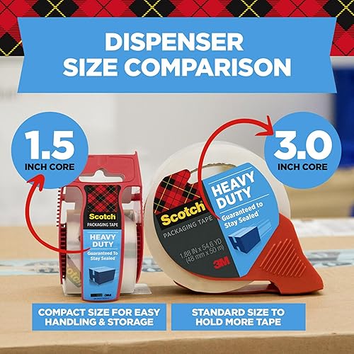 Miniatura 4 de Scotch Cinta de embalaje de alta resistencia, 1.88 pulgadas x 27.7 yardas, ideal para embalaje, envío y mudanza, transparente, 1 rollo dispensado