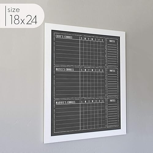 Miniatura 3 de 3 Kid Dry Erase Framed Chore Chart, 18x24, Contribution Chart, Responsibility Chart for three children