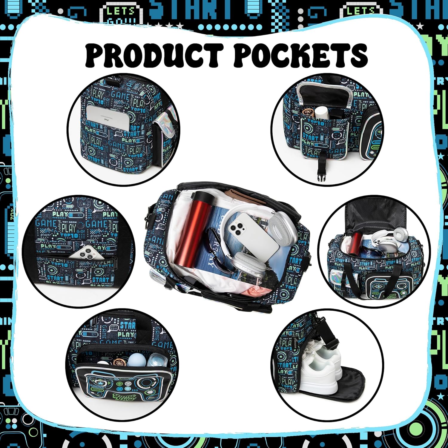 Sports Bag for Boys Kids Duffle Bag Boys Travel Bag for Kids Overnight Bag for Kid Weekender Bag Sleepover Bags for Boy Gym Bag with Shoe Compartment - Image 5