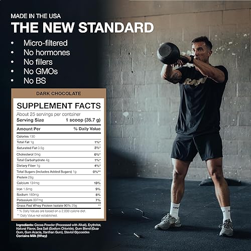 Vista 5 de RAW Proteína aislada de suero en polvo, chocolate oscuro, 100% alimentada con pasto para nutrición deportiva en polvo para crecimiento muscular