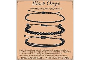 QOGIR Mens Beads Bracelets - Natural Black Onyx Healing Gemstone Beads