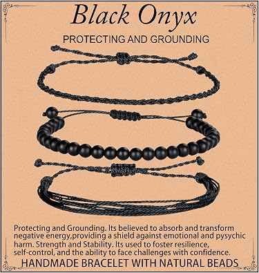 QOGIR Handmade Healing Bracelet,6mm Natural Gem Stone Bracelet rope bracelet