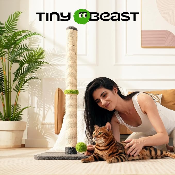 Rascador para gato TINYBEAST de 34 pulgadas con cuerda de sisal miniatura 4