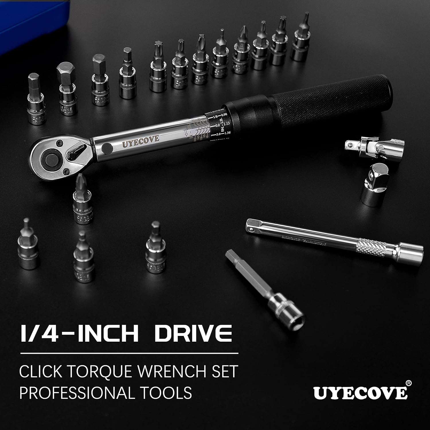 14Inch Drive Click Torque Wrench Set 26pcs, High Accuracy, Dual