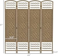 Vista 7 de HOMCOM Divisor de habitación de 4 paneles, pantalla de privacidad plegable, separador de habitación de 5.6 pies, divisor de pared de división Natural