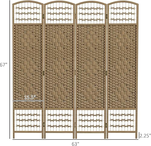 Miniatura 7 de HOMCOM Divisor de habitación de 4 paneles, pantalla de privacidad plegable, separador de habitación de 5.6 pies, divisor de pared de división