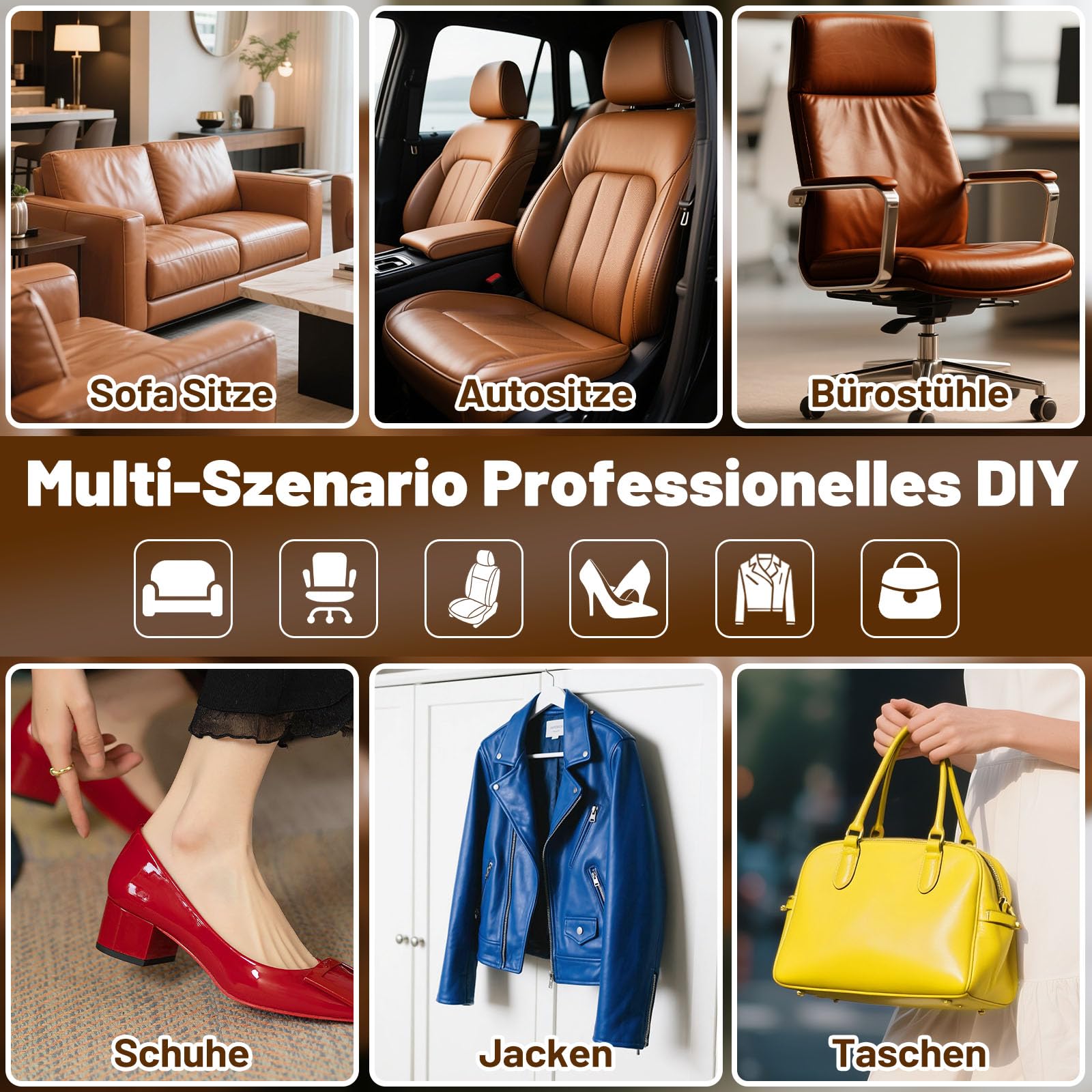 Endhokn Leder Reparatur Set, 12 Farben Ledersofa Reparaturset, Autositze, Jacke, Vinyl Kunstleder Reparaturset Repariert Kratzer Schnitte Risse Löcher Risse Farbe Anpassbar und Einfach zu Bedienen