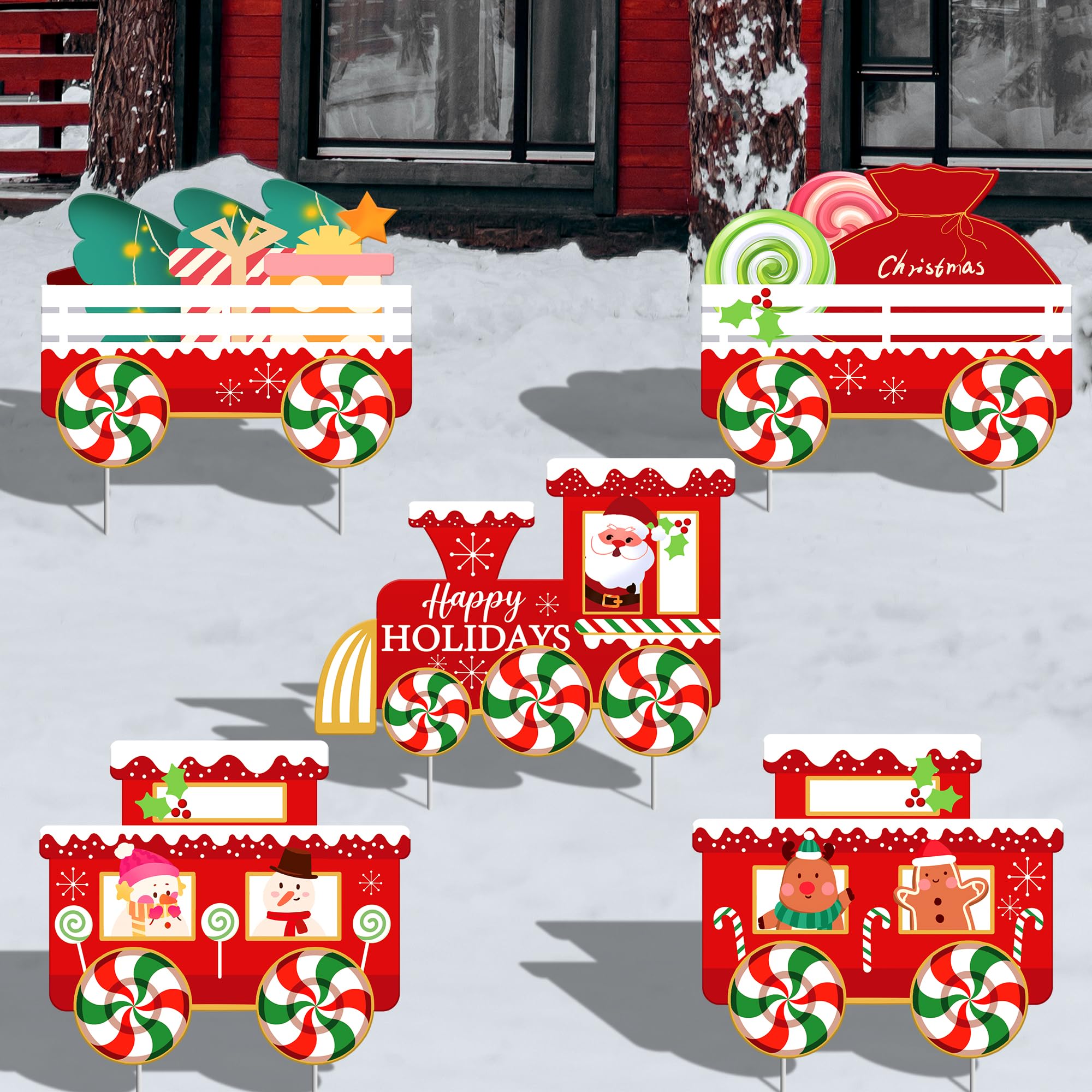KatchOn, Merry Christmas Train Yard Signs Pack of 5 Christmas Yard
