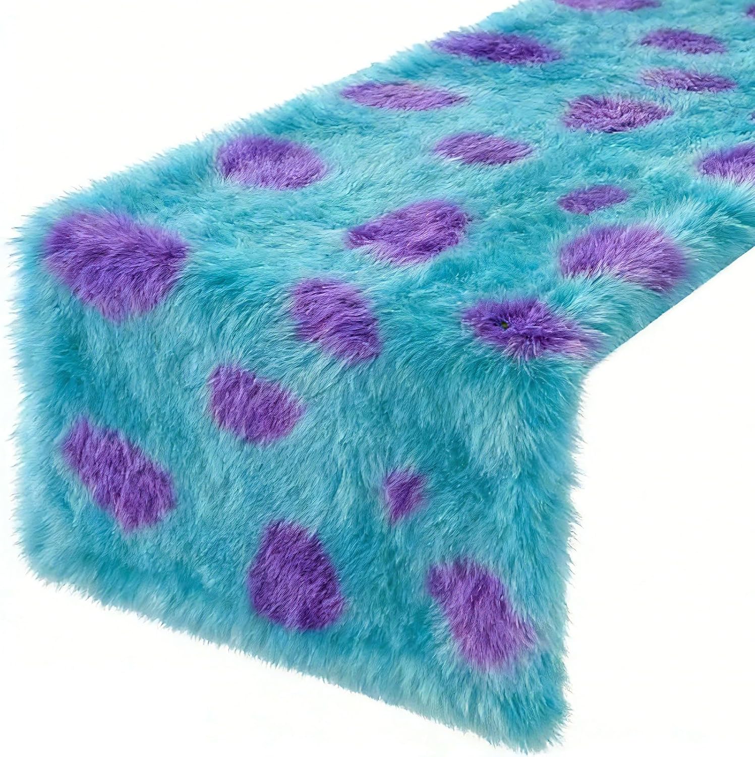 Newwiee 2 Pcs Monster Themed Party Table Runner Furry Monster Design Runner 13 x 72 Inch Blue Cartoon Table Cover for Birthday Party Decorations Supplies