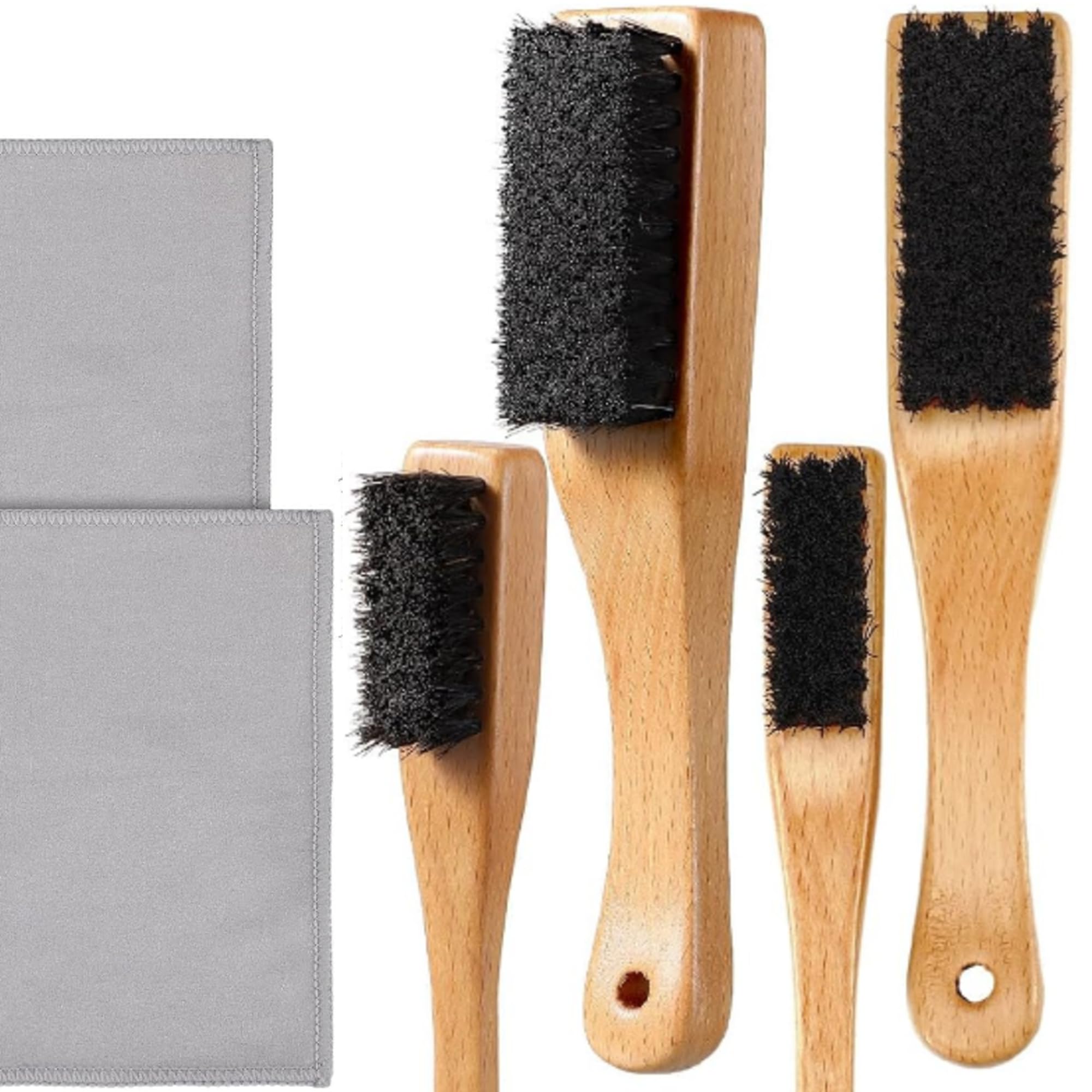 Patelai 6 Pcs Silver Polish Set, 4 Horsehair Brushes 2 Cloths, Modern
