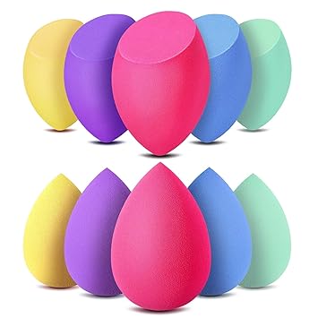 Fennec Mart Makeup Sponge, 10 Pcs Blender Beauty Foundation Blending Sponge, Professional Colorful Beauty Makeup Set for Dry & Wet Use