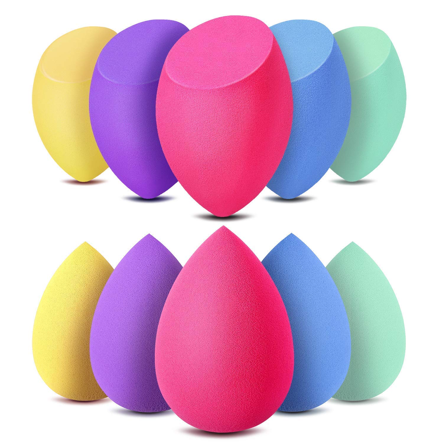 Fennec Mart Makeup Sponge, 10 Pcs Blender Beauty Foundation Blending Sponge, Professional Colorful Beauty Makeup Set for Dry & Wet Use