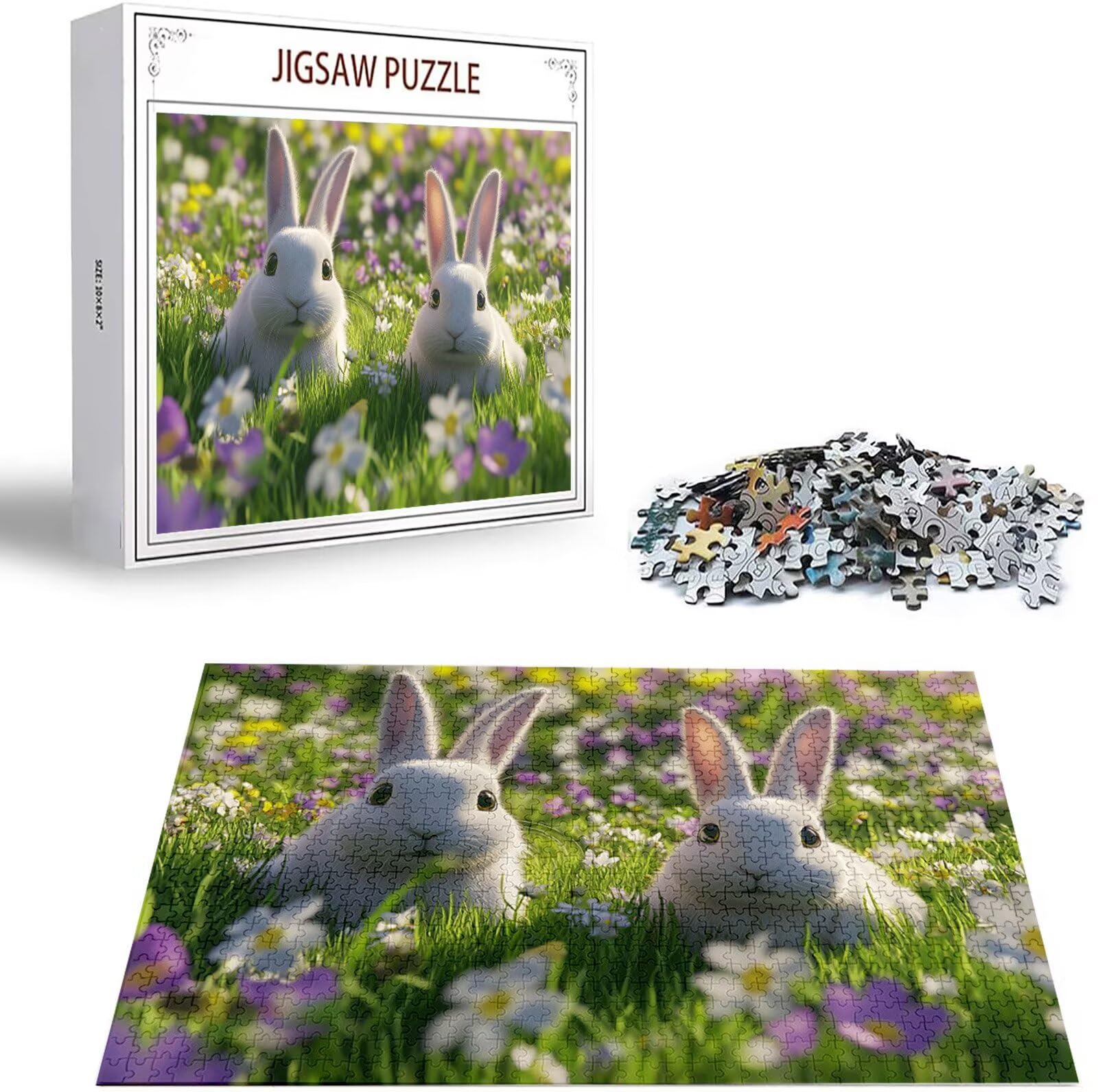 Puzzle 2000 elementów, 3 4 5 lat puzzle ze zwierzętami 6 7 8 lat zrównoważone gry edukacyjne z wysokiej jakości drewnianymi motywami dla dorosłych do zabawy rodzinnej układanki królik zabawka prezent