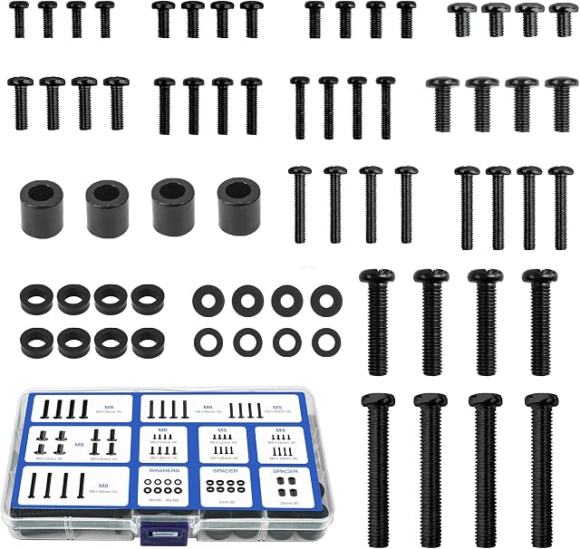 Charmount Universal TV Wall Mount Screws Hardware Bolt Kit, Includes M4, M5, M6, M8, Spacers and Washers, VESA Mounting Screws Set for All TVs and Monitors