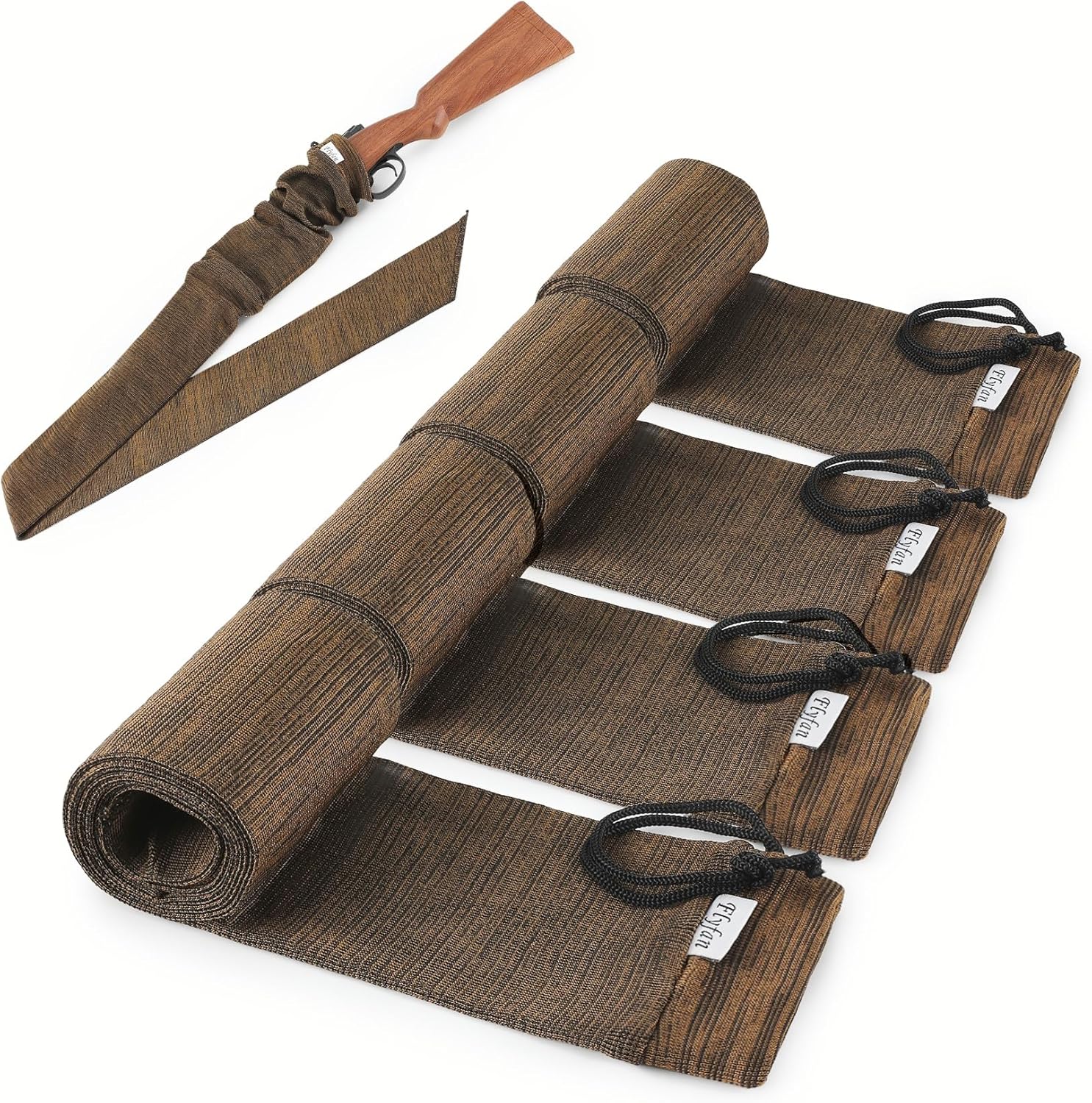 Flyfan 4Pcs Gun Socks for Rifles and Shotguns, Silicone Treated Knit 52 x 4.5 In Gun Sock Elastic Design for Gun Storage Hunting and Shooting Accessories, Perfect Father's Day Gift for Men