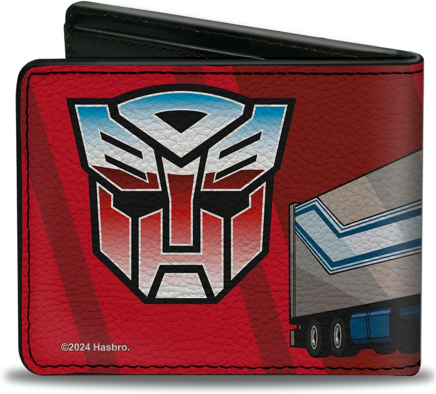 Buckle-Down Hasbro Wallet, Bifold, Transformers Optimus Prime Semi Truck and Autobot Shield Reds, Vegan Leather