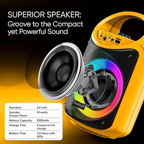 Miniatura 21 de MASINGO Máquina de karaoke para niños y adultos con 1 micrófono inalámbrico de karaoke y 1 micrófono con cable, altavoz portátil PA con luces LED