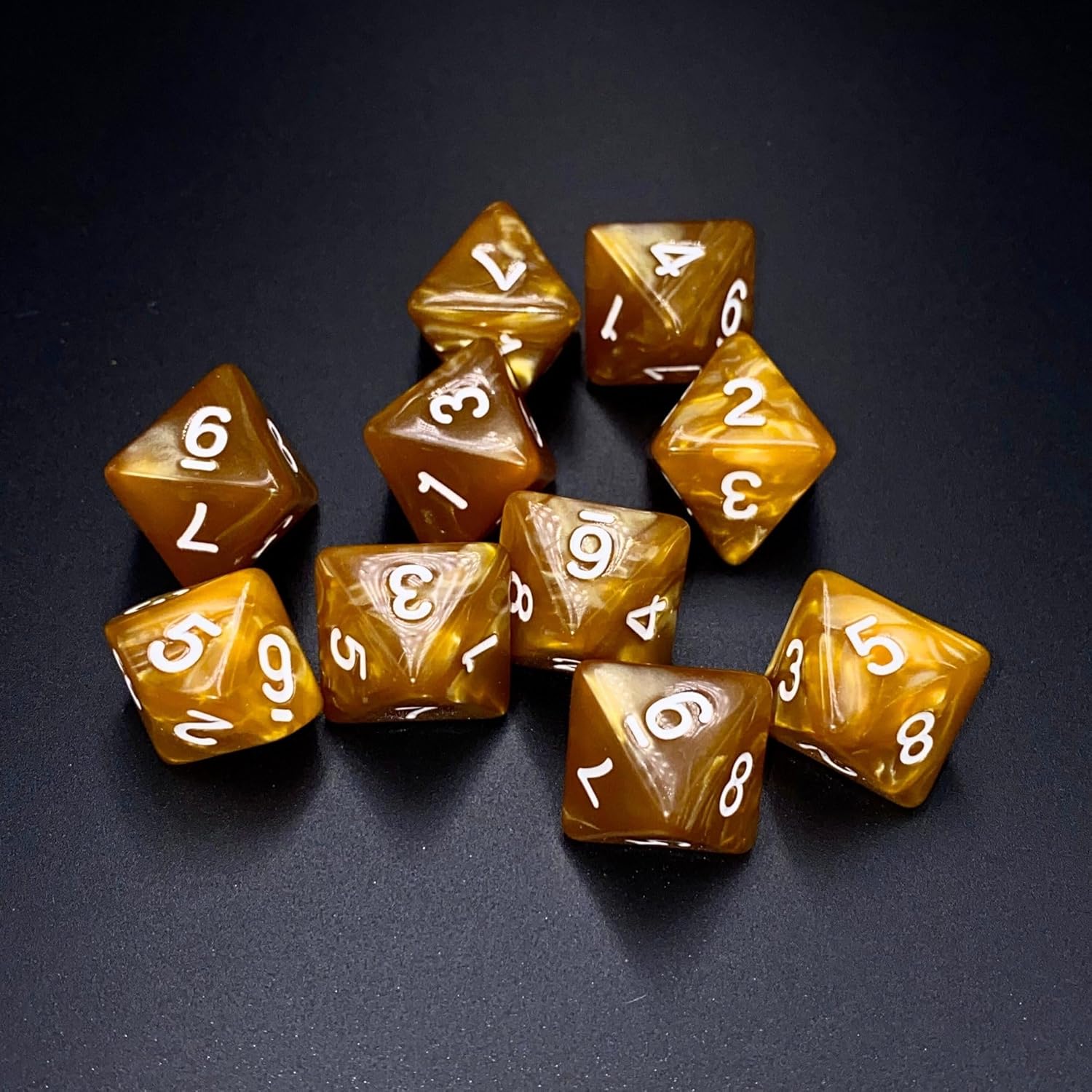 D8 Polyhedral Dice Set - 8-Sided Dice with Numbers | Ideal for Board Games, Classroom Activities, Party Table & Gaming Fun (10-Pieces, Color: Light Coffee, Size: 1.6cm/0.63in)