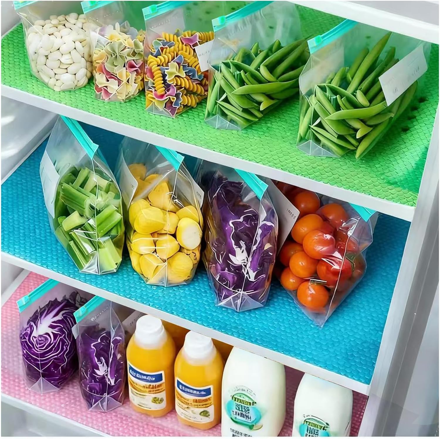 16PCS Refrigerator Liners, with 10PCS Zipper Food Storage Bags