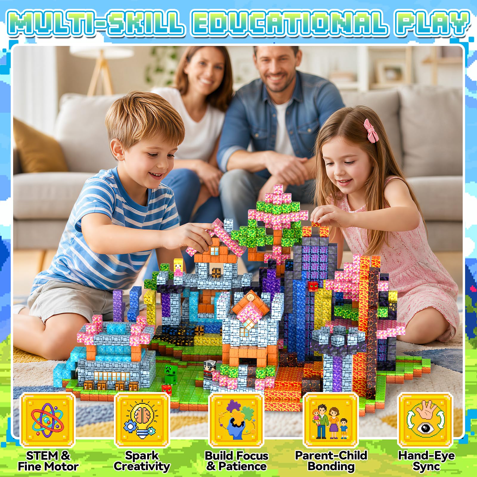 iKidiki 150 mattoncini magnetici, giocattoli a partire da 3, 4, 5, 6, 7 anni, giocattoli magnetici, per bambini dai 3 ai 9 anni, regalo creativo STEM, regalo di Pasqua