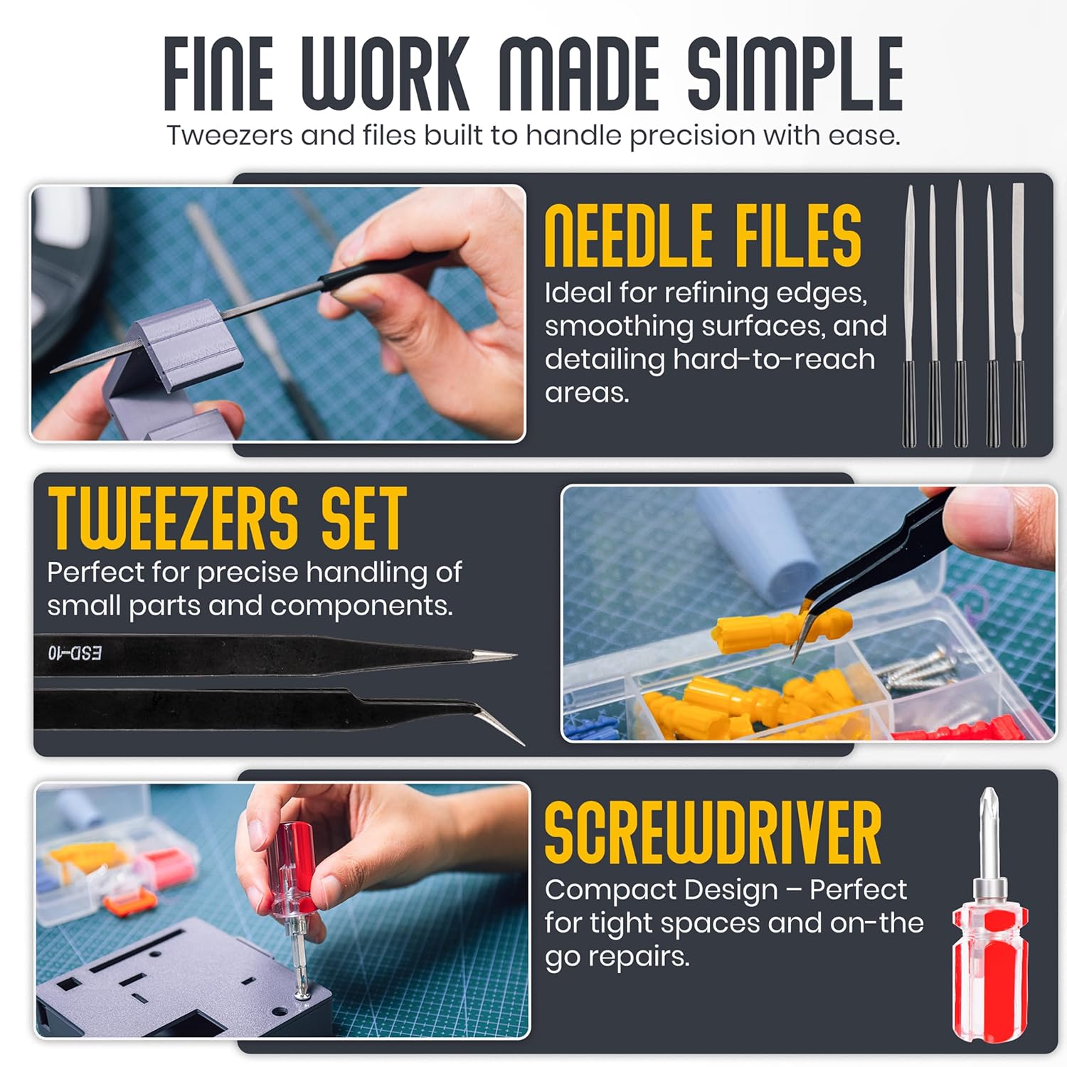 3D Printer - 64 Piece Tool Kit with Accessories - Essential 3D Printing Maintenance Equipment - Deburring Tool and Nozzle Cleaning Set - Metal Scraper and Organized Storage Bag