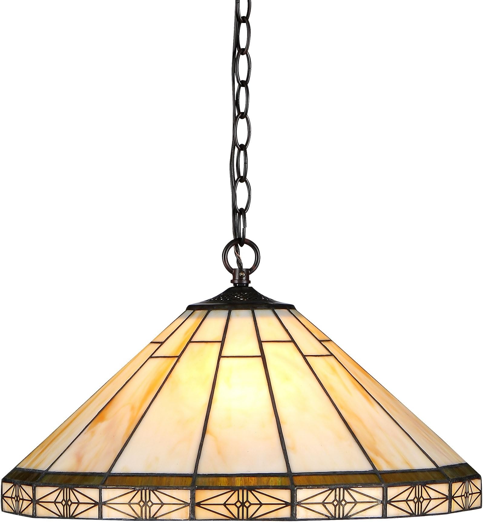 Chloe Lighting CH31315MI18-DH2 Belle Tiffany-Style Mission 2-Light Ceiling Pendant with Shade, 8.7 x 18.1 x 18.1", Bronze