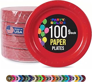 Exquisite Red Paper Plates Disposable 9 Inch Red Party Plates 100 Pcs | Disposable Red Plates for Parties, Paper Plates for Dinners, Everyday and Birthday Supplies