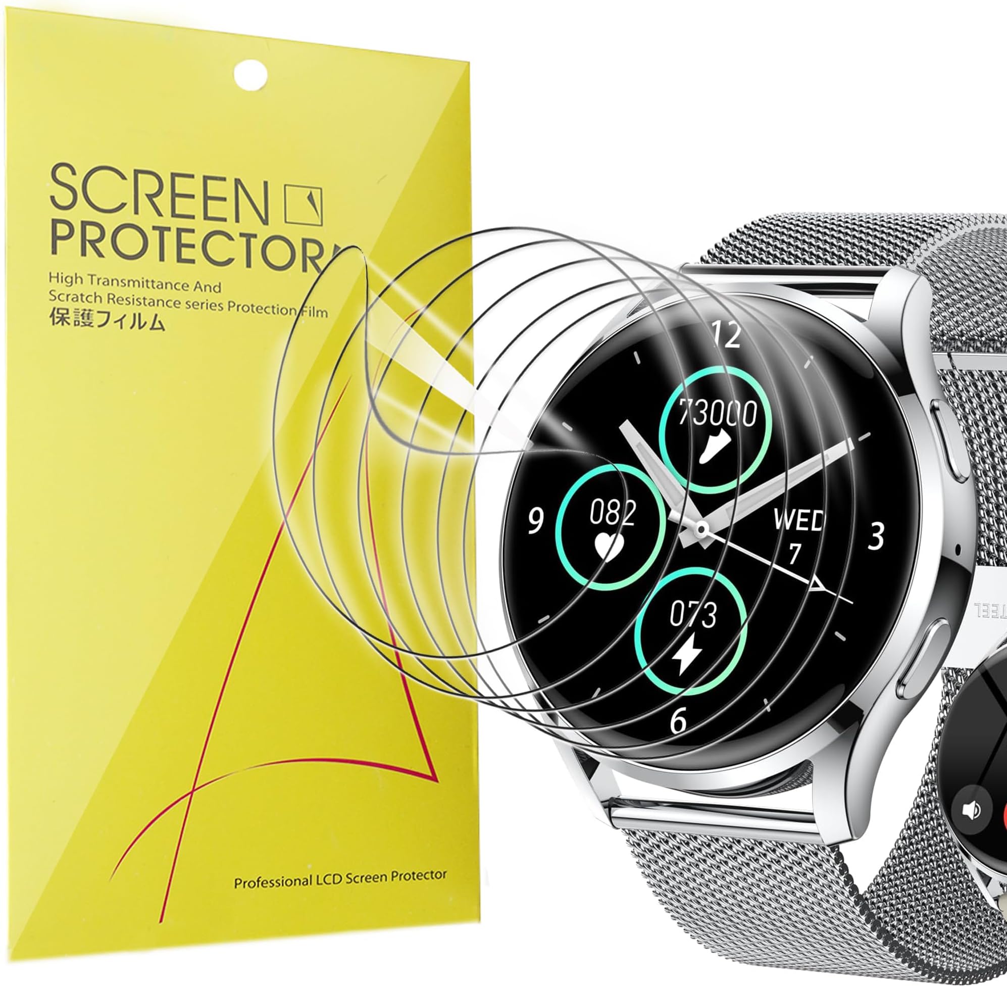 Compatible for Drwvgjk Smart Watch Screen Protector, [6 Pack] Full Coverage TPU Clear Film Compatible for Drwvgjk S37 Smart Watch (6 Pack)