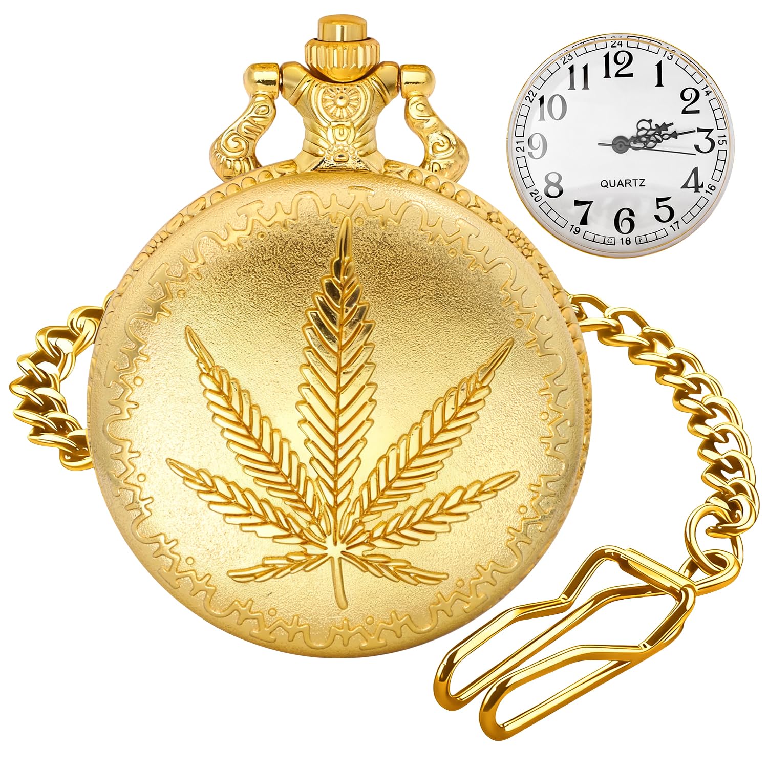 Solid Small-Flower Quartz Pocket Watch with an Elegant Vintage Style and Arabic Numeral Dial-image-4